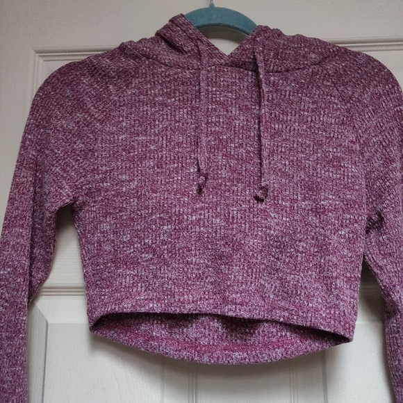 Gymshark Slounge Cropped Hoodie Deep Plum Marl Size XS - Picture 3 of 7
